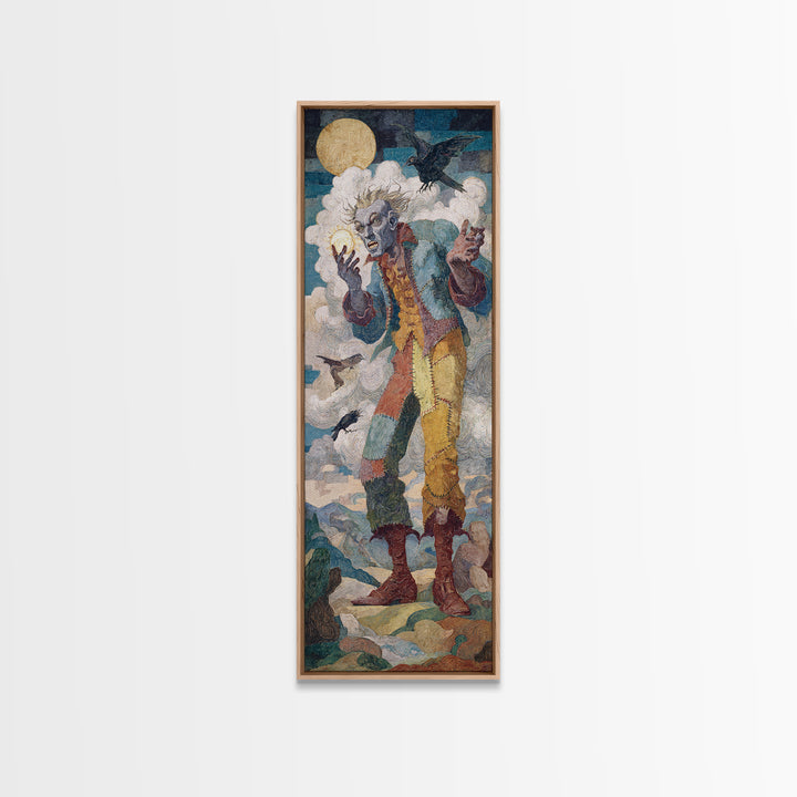 The Stitched Giant, Expressionist Gothic Art, Tall Narrow Wall Art, Dark Fantasy Wall Art, Canvas Print, Halloween Wall Art