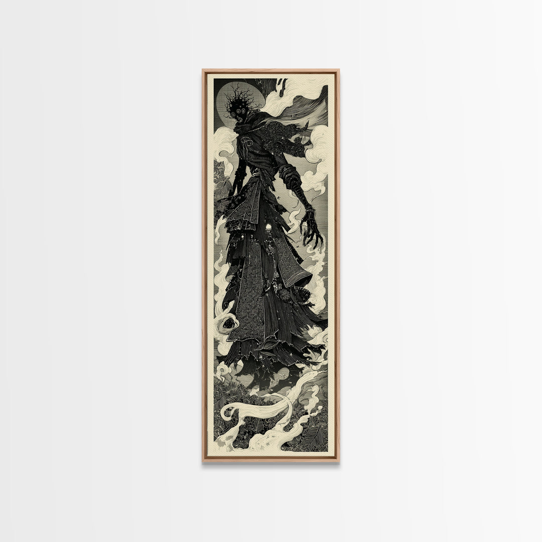 The Stitched Giant, Decadent Line Art, Tall Narrow Wall Art, Macabre Wall Art, Canvas Print, Halloween Wall Art