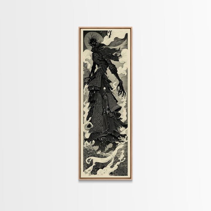 The Stitched Giant, Decadent Line Art, Tall Narrow Wall Art, Macabre Wall Art, Canvas Print, Halloween Wall Art