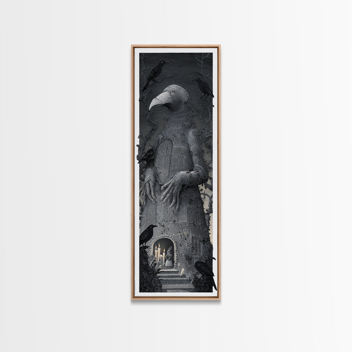 The Stitched Giant, Victorian Macabre Art, Tall Narrow Wall Art, Macabre Wall Art, Canvas Print, Halloween Wall Art, Seasonal Home Decor