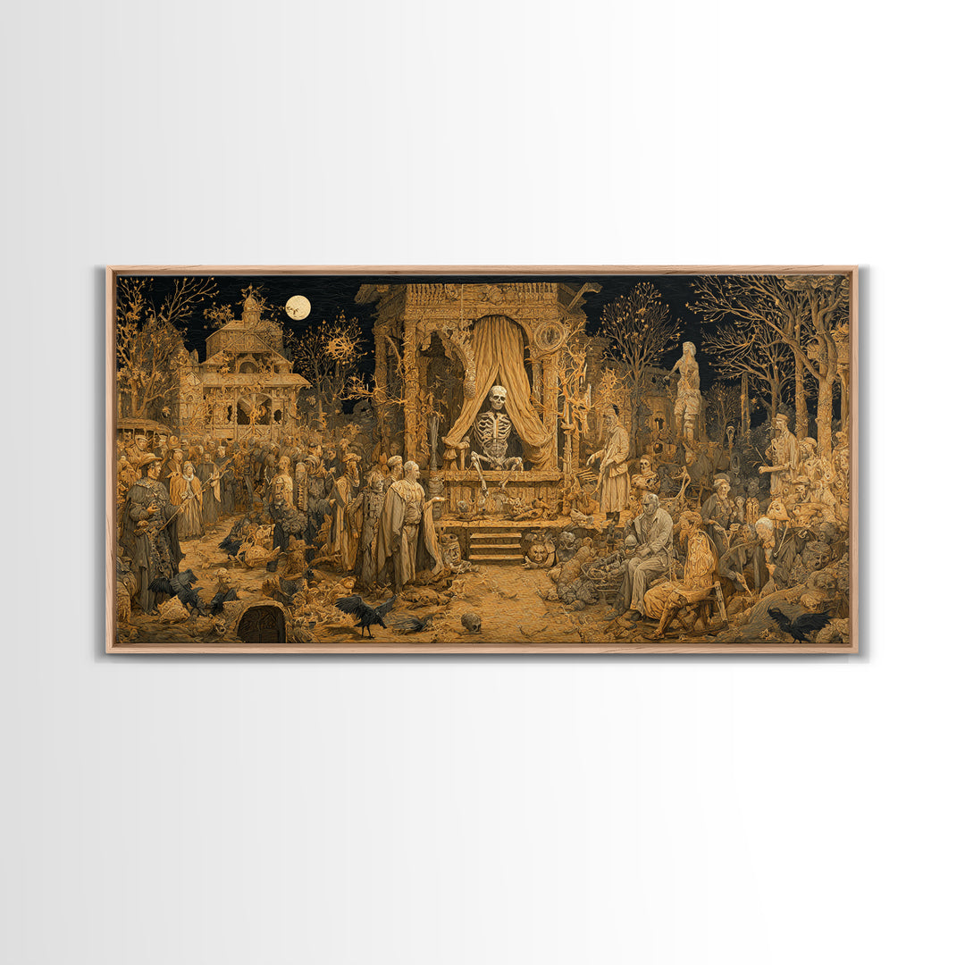 The Mummy Pharaoh, Northern Renaissance Horror, Wide Panoramic Art, Dark Fantasy Wall Art, Framed Canvas Print, Halloween Wall Art