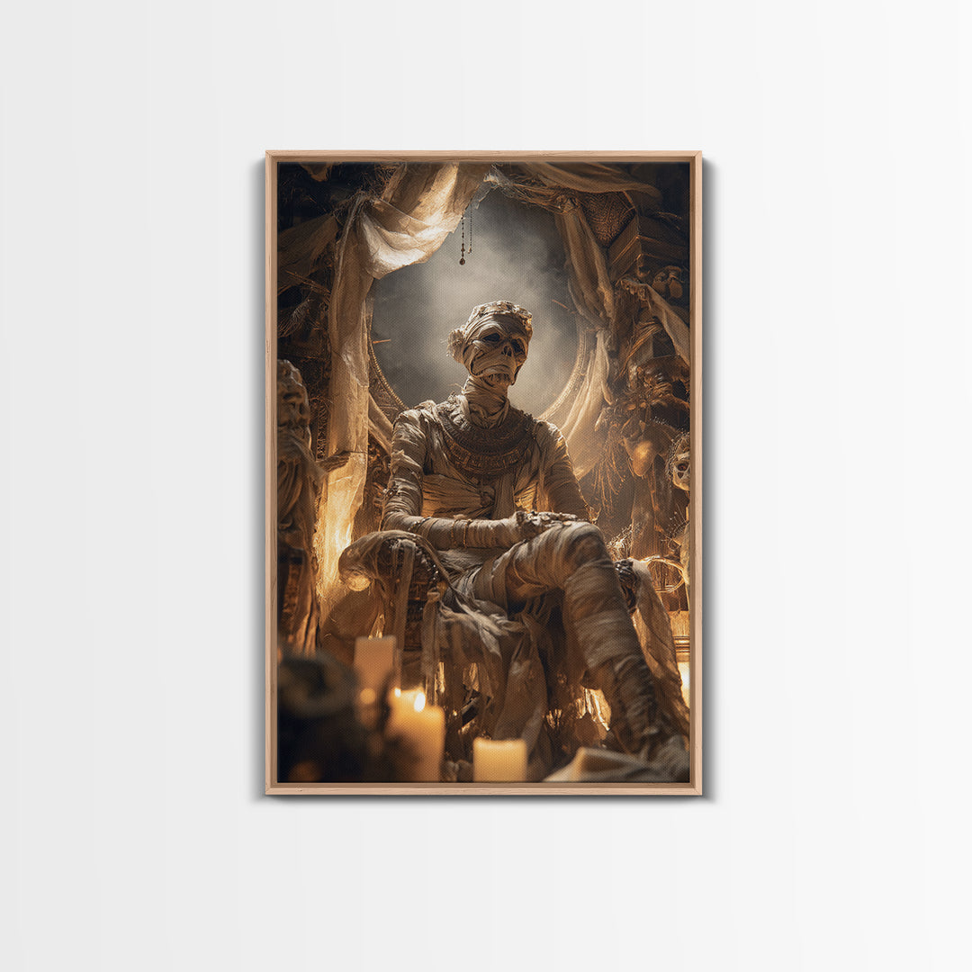 The Mummy Pharaoh, Gothic Nightmare Art, Vertical Wall Art, Macabre Wall Art, Framed Canvas Print, Halloween Wall Art