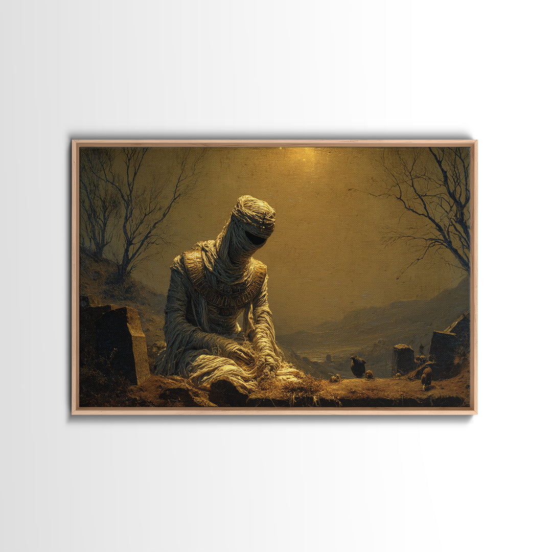 The Mummy Pharaoh, Romantic Gothic Landscape, Landscape Wall Art, Dark Halloween Decor, Canvas Print, Halloween Wall Art