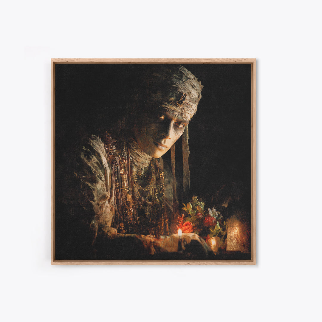 The Mummy Pharaoh, Symbolist Dream Art, Square Wall Art, Dark Fantasy Wall Art, Canvas Print, Halloween Wall Art, Dark Fantasy Art