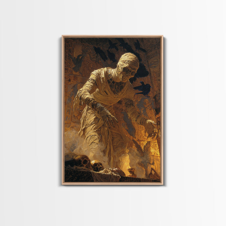 The Mummy Pharaoh, Ornate Symbolist Art, Vertical Wall Art, Dark Fantasy Wall Art, Canvas Print, Halloween Wall Art