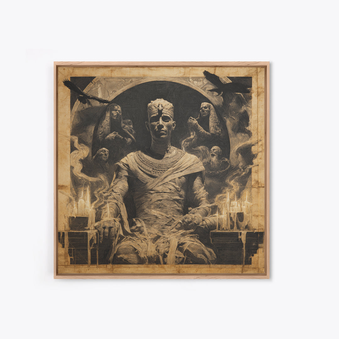 The Mummy Pharaoh, Dark Symbolist Art, Square Wall Art, Macabre Wall Art, Canvas Print, Halloween Wall Art, Halloween Decor