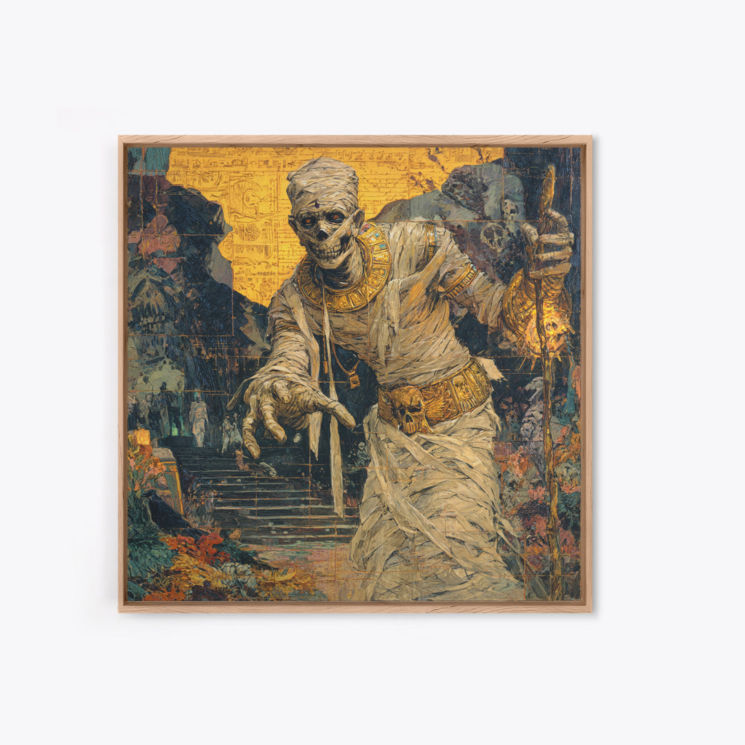 The Mummy Pharaoh, Grotesque Carnival Art, Square Wall Art, Dark Fantasy Wall Art, Canvas Print, Halloween Wall Art, Seasonal Home Decor