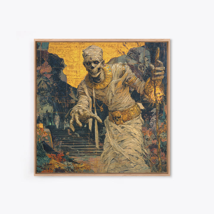The Mummy Pharaoh, Grotesque Carnival Art, Square Wall Art, Dark Fantasy Wall Art, Canvas Print, Halloween Wall Art, Seasonal Home Decor