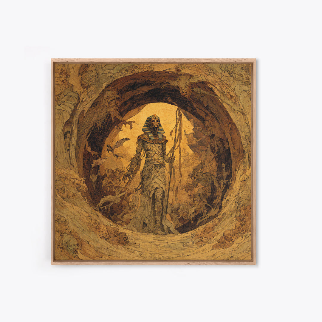 The Mummy Pharaoh, Gothic Storybook Art, Square Wall Art, Macabre Wall Art, Framed Canvas Print, Halloween Wall Art, Halloween Decor