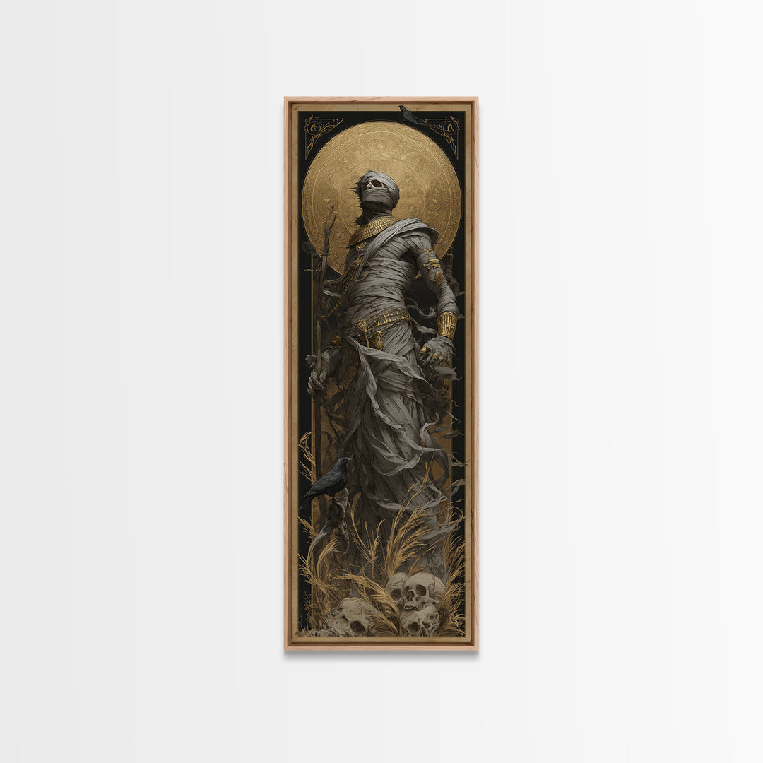 The Mummy Pharaoh, Surreal Apocalyptic Art, Tall Narrow Wall Art, Dark Halloween Decor, Canvas Print, Halloween Wall Art