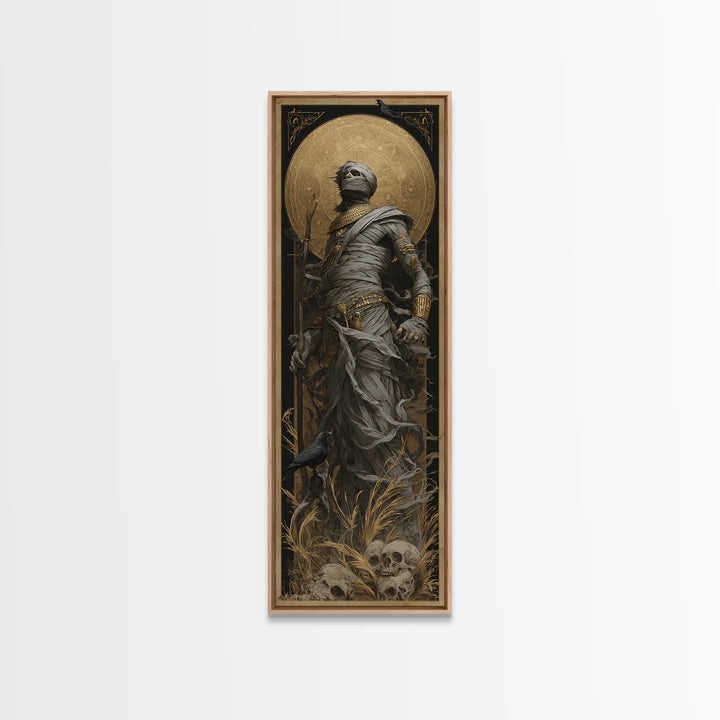The Mummy Pharaoh, Surreal Apocalyptic Art, Tall Narrow Wall Art, Dark Halloween Decor, Canvas Print, Halloween Wall Art