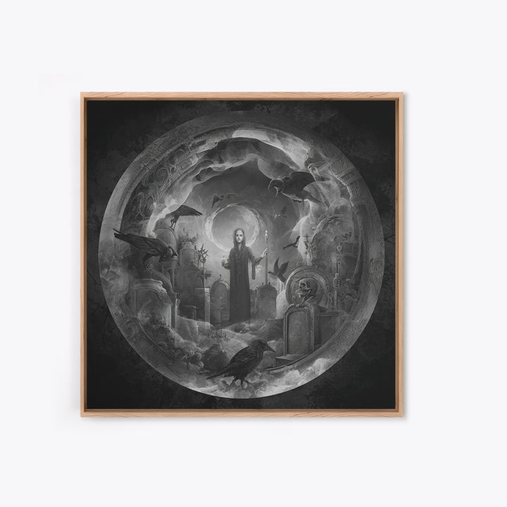 The Graveyard Ghost, Biomechanical Horror Art, Square Wall Art, Gothic Horror Wall Art, Framed Canvas Print, Halloween Wall Art