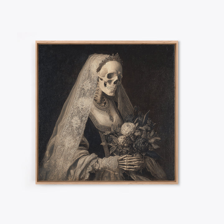The Skeletal Bride, Danse Macabre Art, Square Wall Art, Macabre Wall Art, Canvas Print, Halloween Wall Art