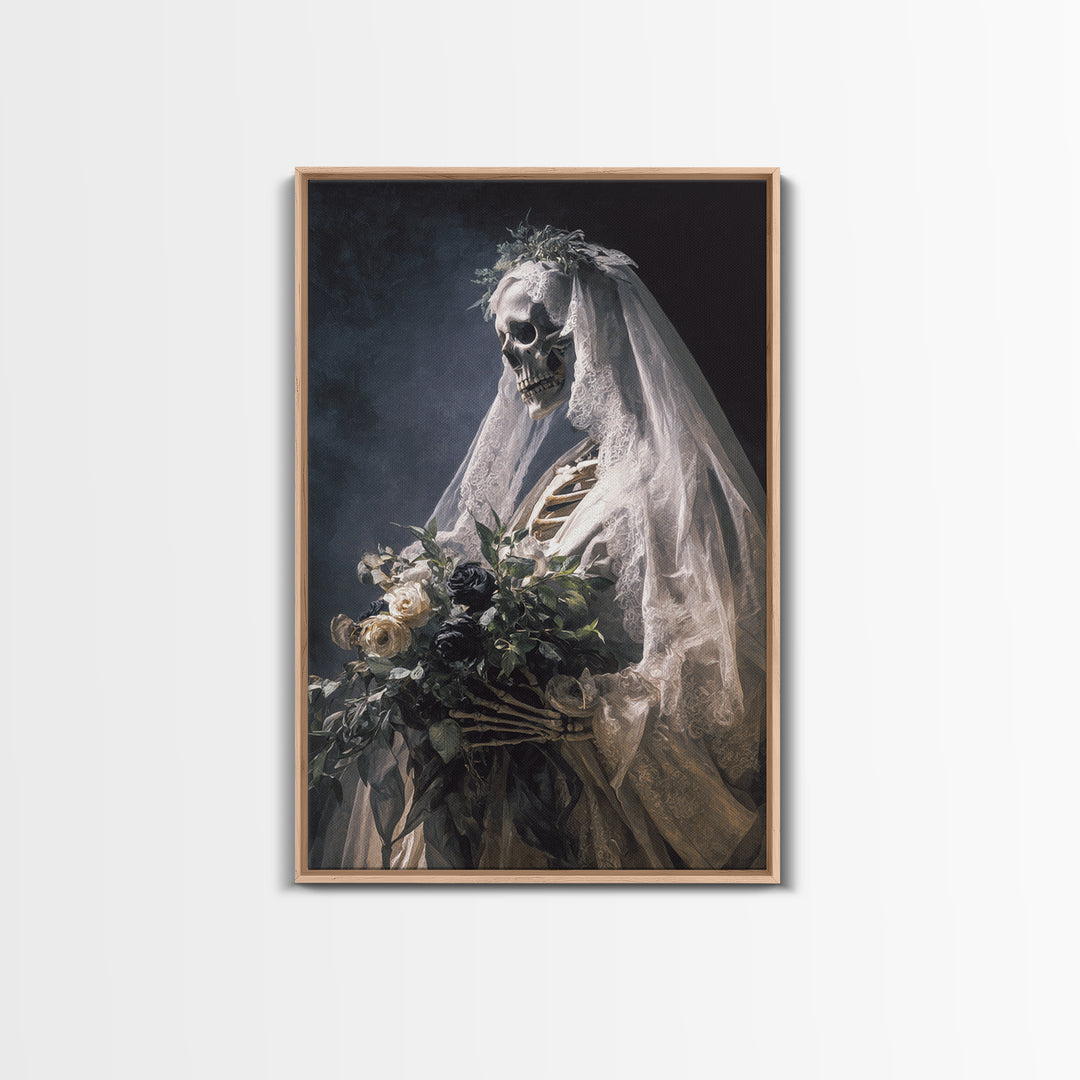 The Skeletal Bride, Gothic Nightmare Art, Vertical Wall Art, Dark Halloween Decor, Canvas Print, Halloween Wall Art, Gothic Home Decor