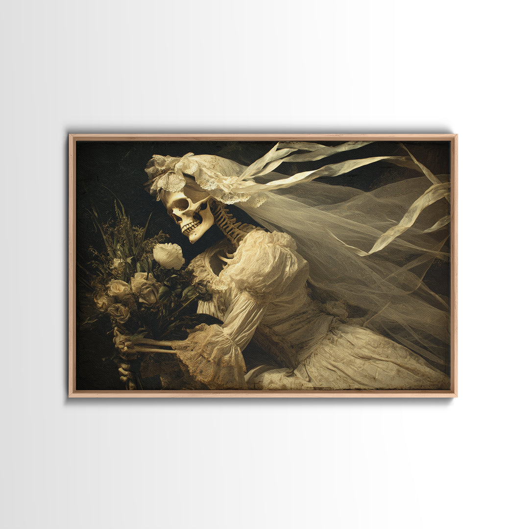 The Skeletal Bride, Symbolist Gothic Landscape, Landscape Wall Art, Gothic Horror Wall Art, Canvas Print, Halloween Wall Art