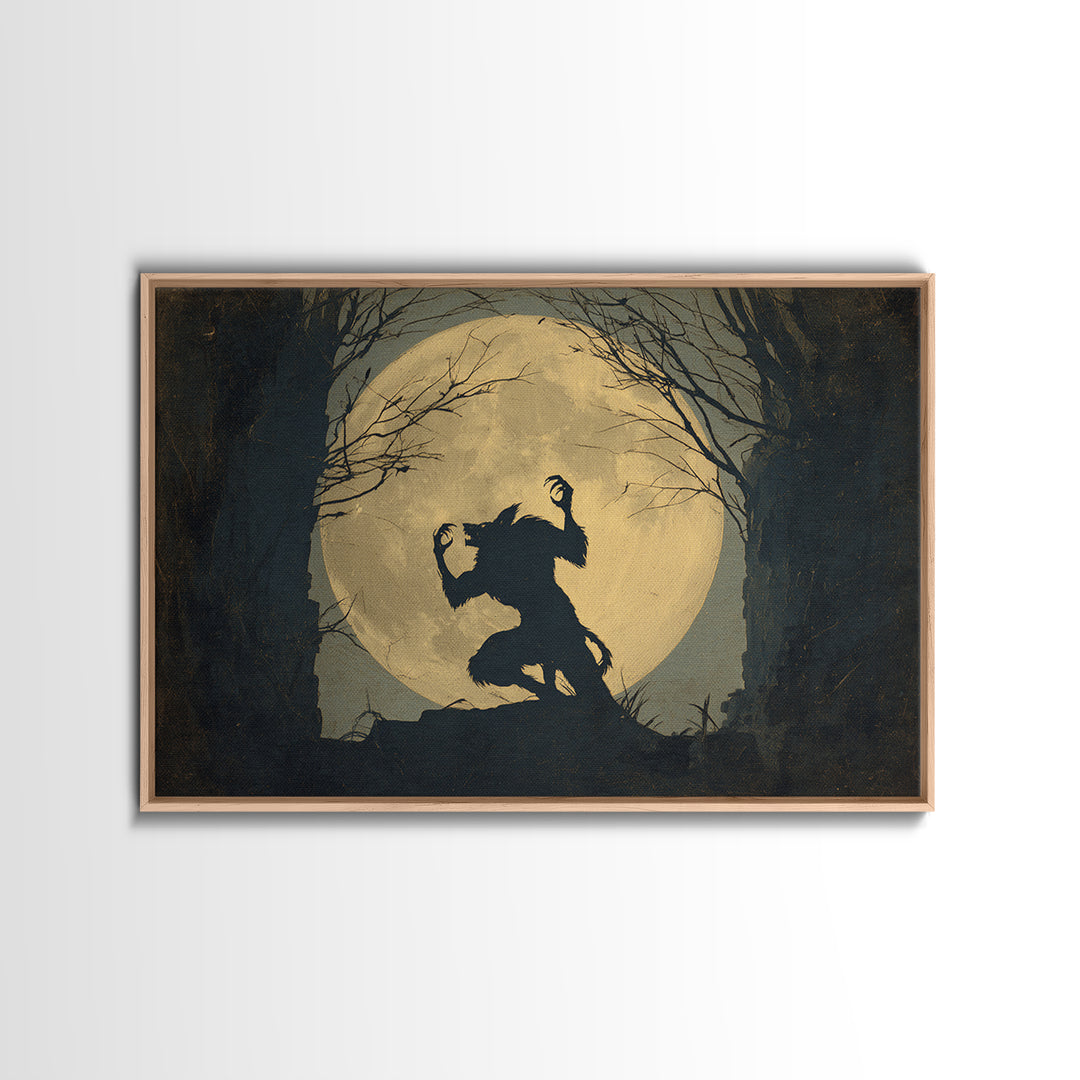 The Moon-Cursed Werewolf, Romantic Gothic Landscape, Landscape Wall Art, Gothic Horror Wall Art, Framed Canvas Print