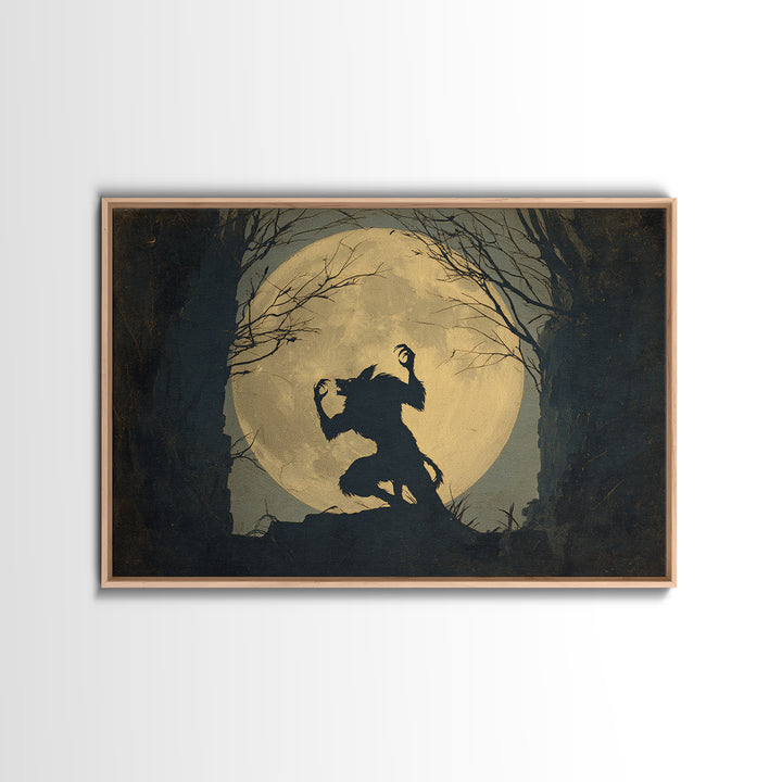 The Moon-Cursed Werewolf, Romantic Gothic Landscape, Landscape Wall Art, Gothic Horror Wall Art, Framed Canvas Print