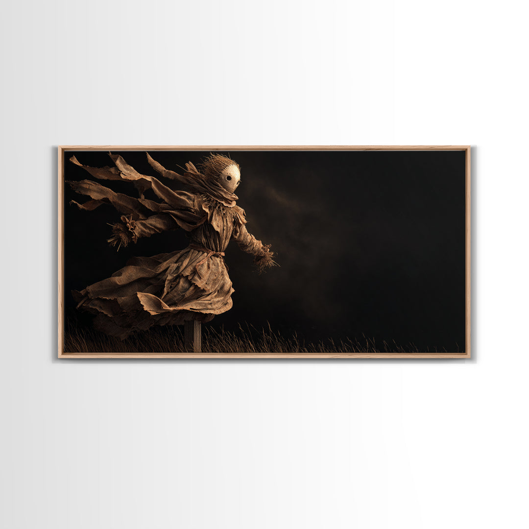 The Living Scarecrow, Apocalyptic Romantic Art, Wide Panoramic Art, Gothic Horror Wall Art, Canvas Print, Halloween Wall Art