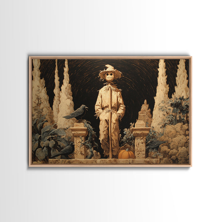 The Living Scarecrow, Symbolist Gothic Landscape, Landscape Wall Art, Macabre Wall Art, Canvas Print, Halloween Wall Art, Gothic Home Decor