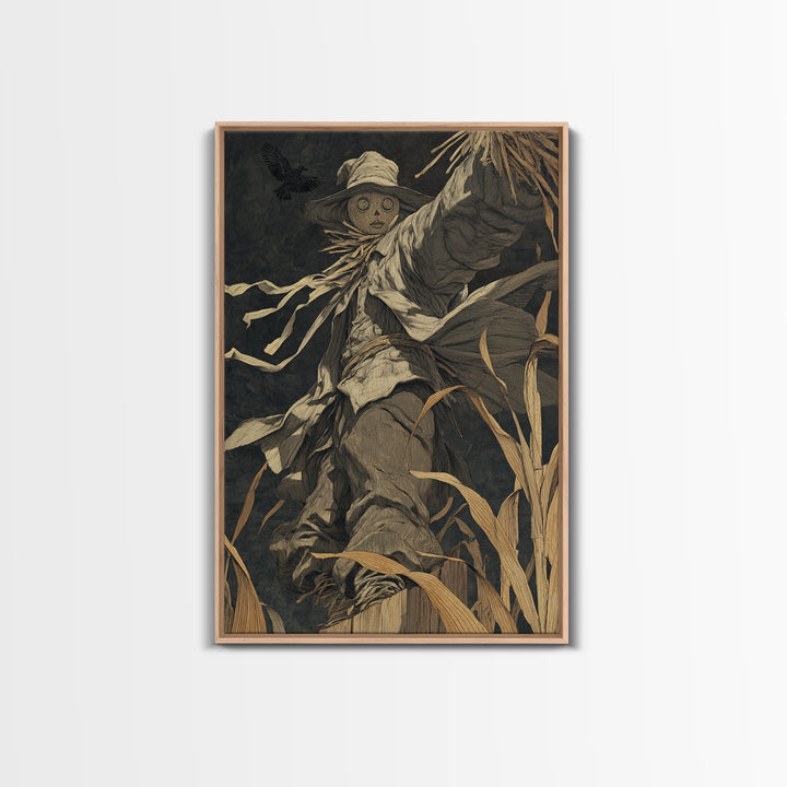 The Living Scarecrow, Dark Symbolist Art, Vertical Wall Art, Dark Halloween Decor, Canvas Print, Halloween Wall Art