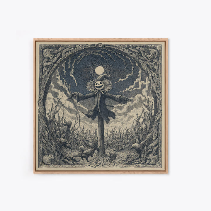 The Living Scarecrow, Expressionist Nightmare Art, Square Wall Art, Gothic Horror Wall Art, Framed Canvas Print, Halloween Wall Art