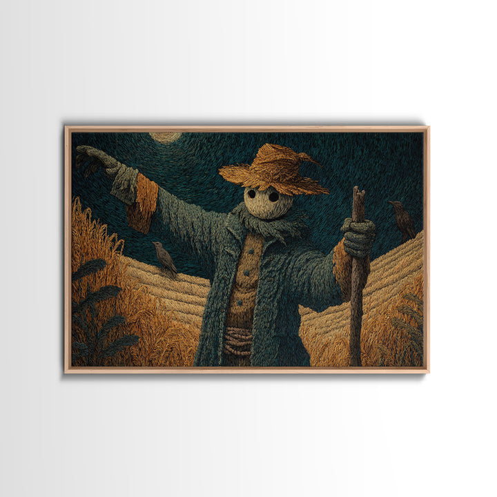 The Living Scarecrow, Expressionist Gothic Art, Landscape Wall Art, Macabre Wall Art, Framed Canvas Print, Halloween Wall Art