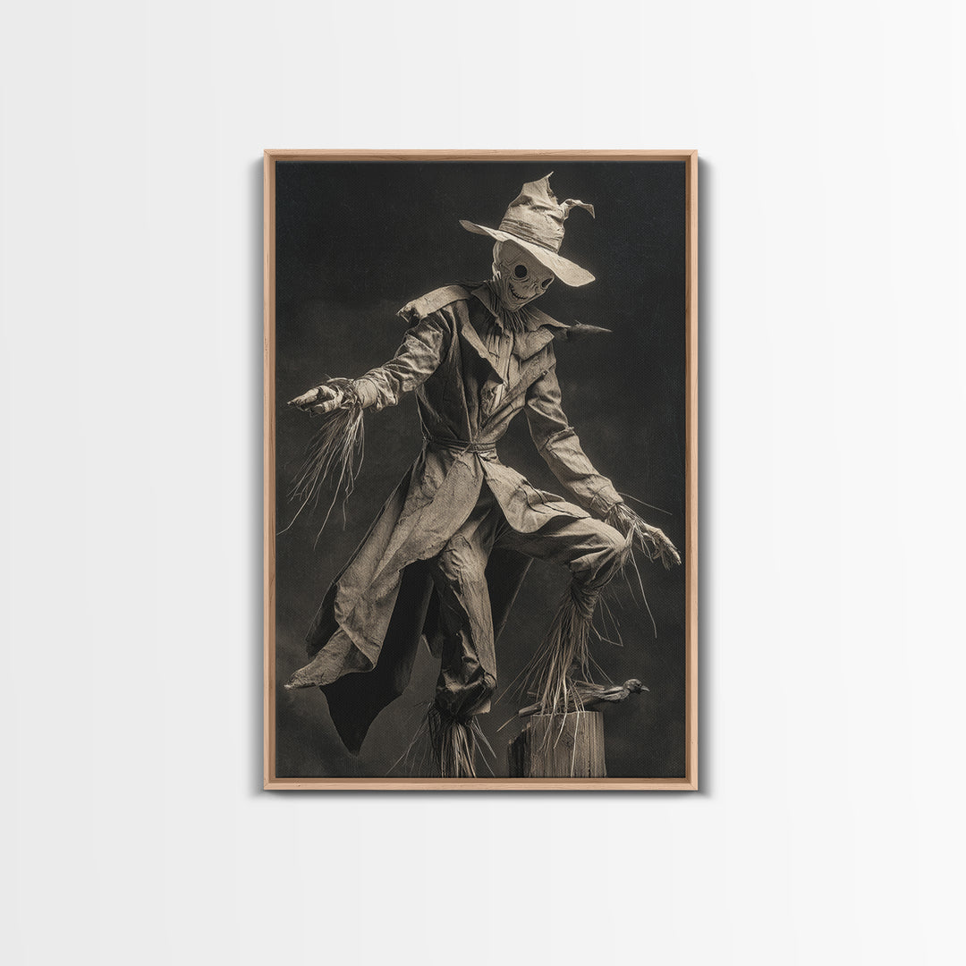 The Living Scarecrow, Biomechanical Horror Art, Vertical Wall Art, Macabre Wall Art, Framed Canvas Print, Halloween Wall Art