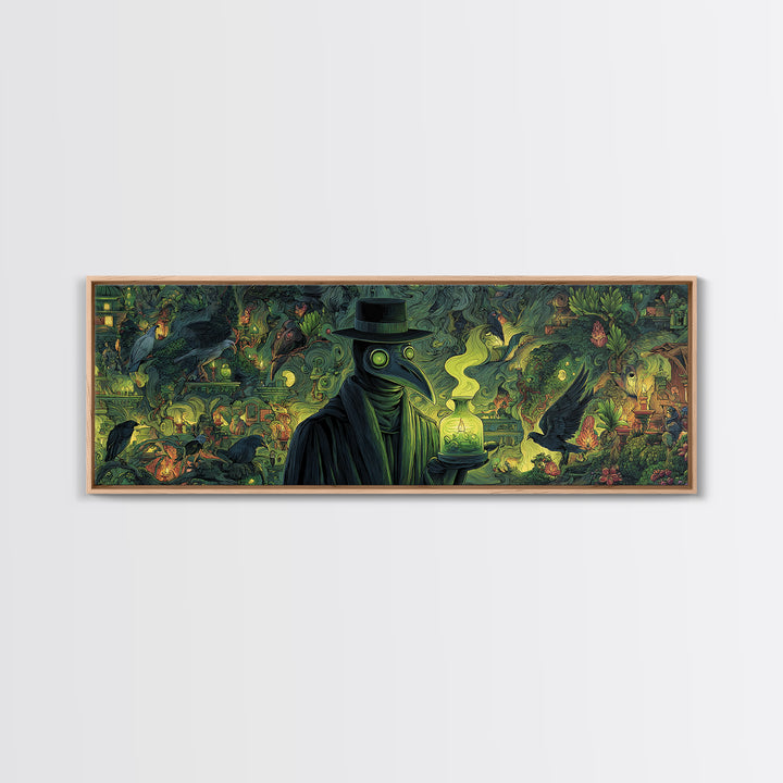The Plague Doctor, Medieval Grotesque Art, Extra Wide Wall Art, Dark Fantasy Wall Art, Framed Canvas Print, Halloween Wall Art