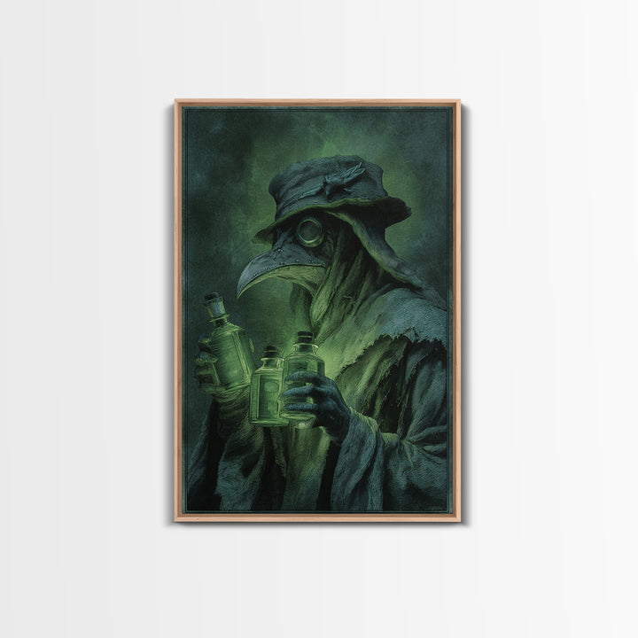 The Plague Doctor, Dark Renaissance Art, Vertical Wall Art, Dark Fantasy Wall Art, Framed Canvas Print, Halloween Wall Art