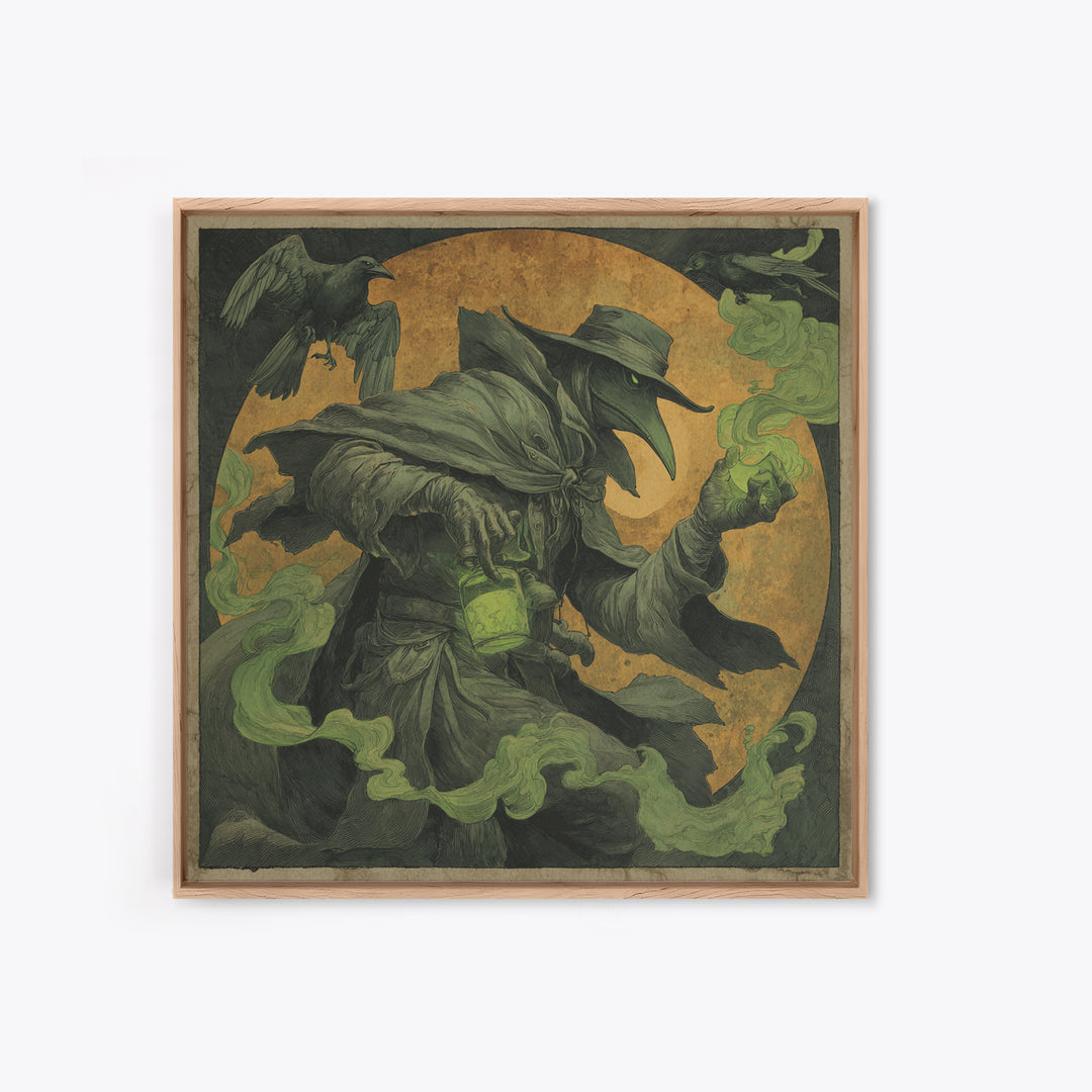 The Plague Doctor, Danse Macabre Art, Square Wall Art, Macabre Wall Art, Canvas Print, Halloween Wall Art
