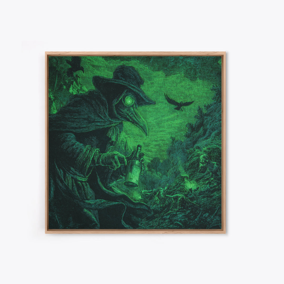 The Plague Doctor, Baroque Witchcraft Art, Square Wall Art, Gothic Horror Wall Art, Canvas Print, Halloween Wall Art, Spooky Wall Decor