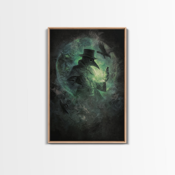 The Plague Doctor, Dark Romantic Horror Art, Vertical Wall Art, Dark Fantasy Wall Art, Framed Canvas Print, Halloween Wall Art