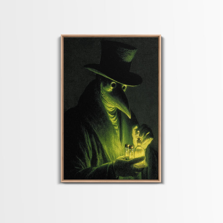 The Plague Doctor, Gothic Nightmare Art, Vertical Wall Art, Macabre Wall Art, Framed Canvas Print, Halloween Wall Art