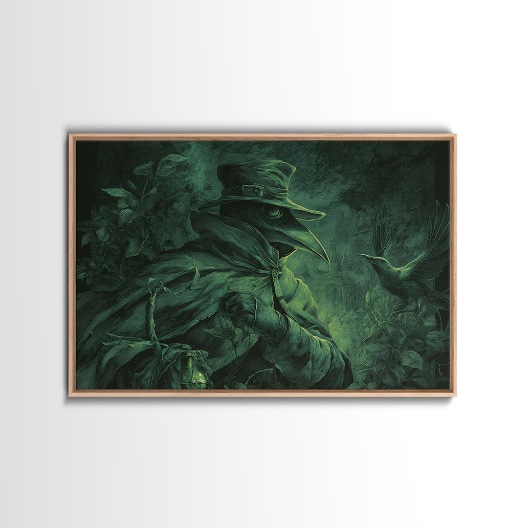 The Plague Doctor, Romantic Gothic Landscape, Landscape Wall Art, Gothic Horror Wall Art, Framed Canvas Print, Halloween Wall Art