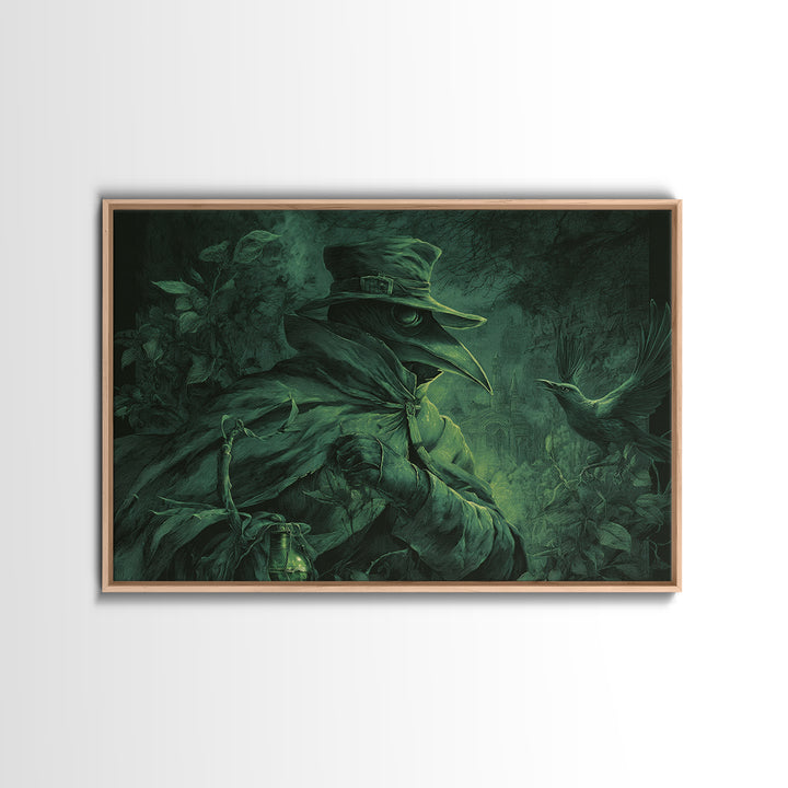 The Plague Doctor, Romantic Gothic Landscape, Landscape Wall Art, Gothic Horror Wall Art, Framed Canvas Print, Halloween Wall Art