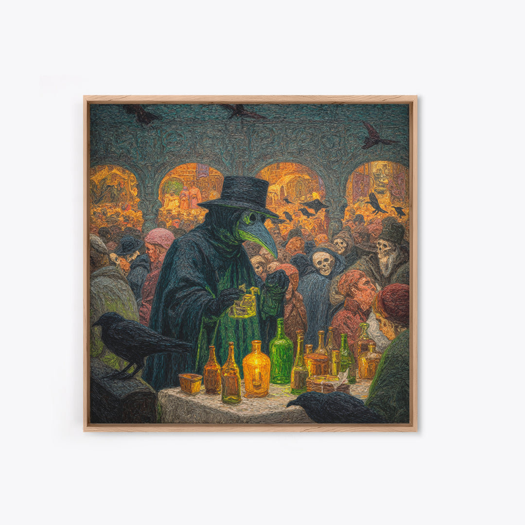The Plague Doctor, Grotesque Carnival Art, Square Wall Art, Dark Halloween Decor, Canvas Print, Halloween Wall Art, Horror Wall Art