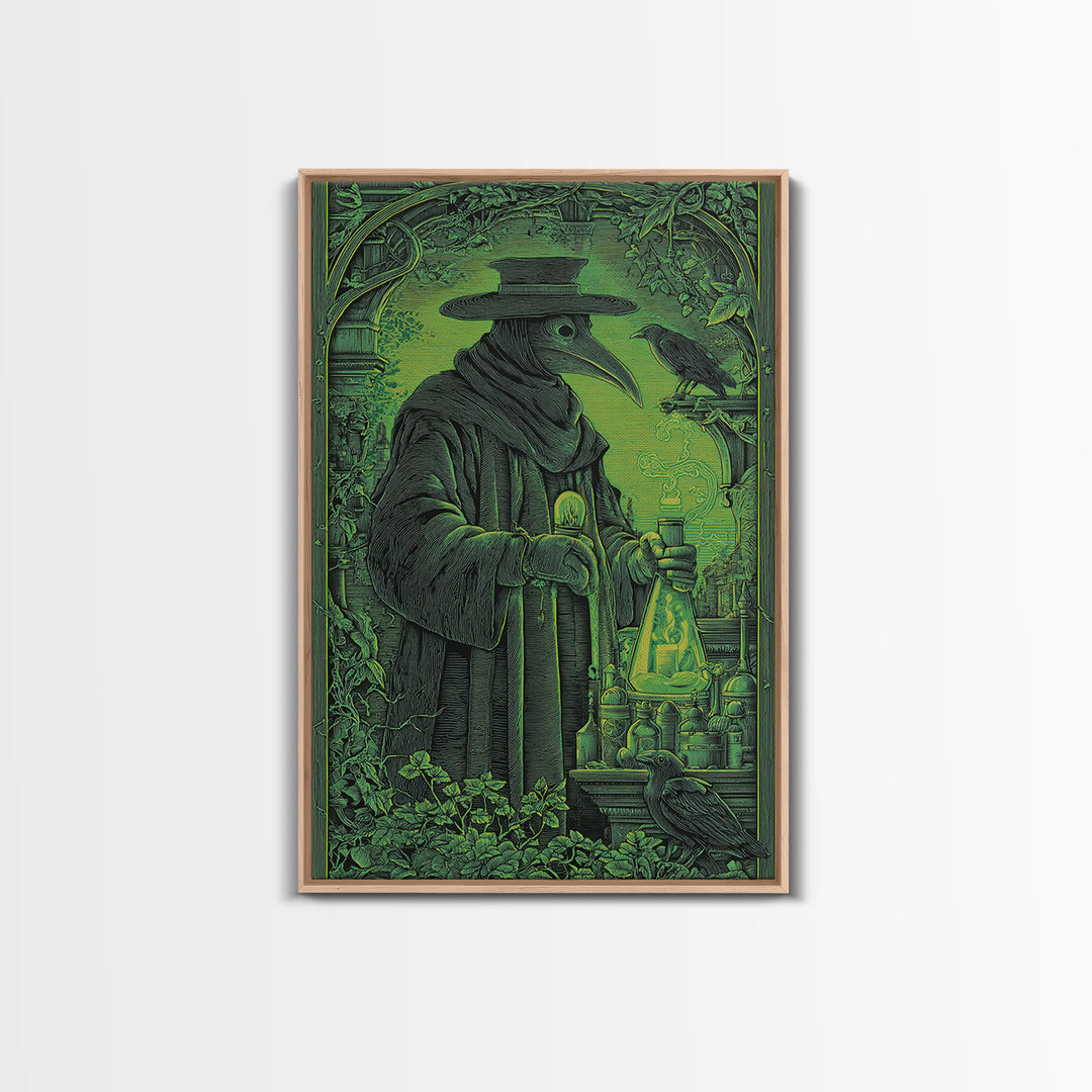 The Plague Doctor, Victorian Macabre Art, Vertical Wall Art, Gothic Horror Wall Art, Framed Canvas Print, Halloween Wall Art