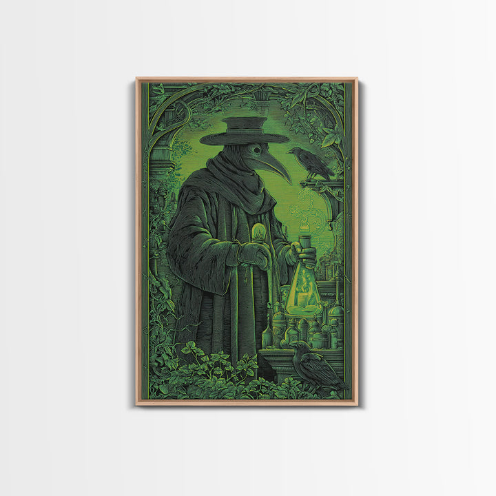 The Plague Doctor, Victorian Macabre Art, Vertical Wall Art, Gothic Horror Wall Art, Framed Canvas Print, Halloween Wall Art