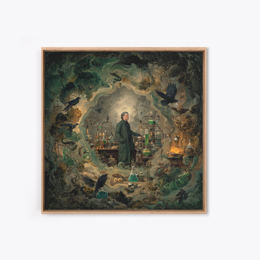 The Mad Alchemist, Baroque Witchcraft Art, Square Wall Art, Gothic Horror Wall Art, Canvas Print, Halloween Wall Art