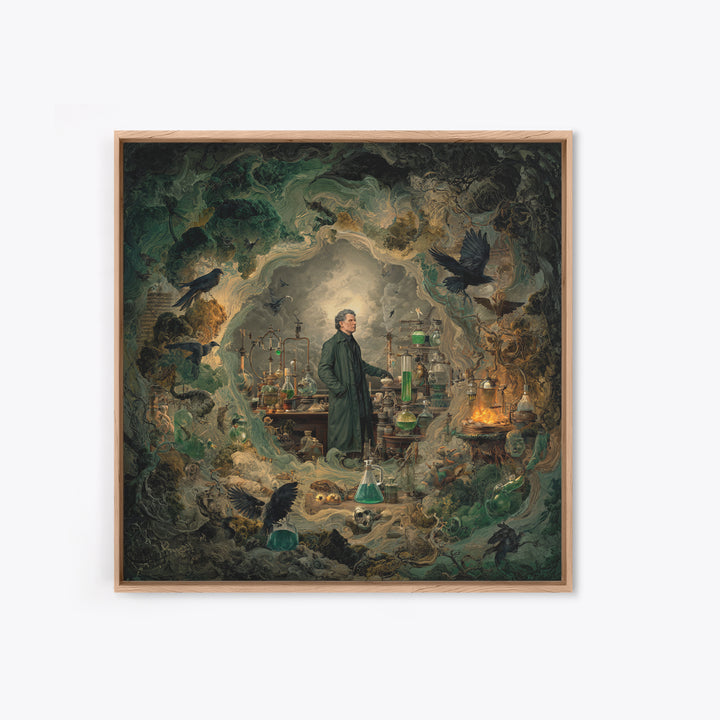 The Mad Alchemist, Baroque Witchcraft Art, Square Wall Art, Gothic Horror Wall Art, Canvas Print, Halloween Wall Art