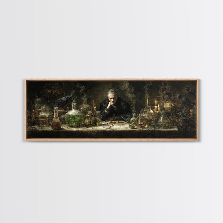 The Mad Alchemist, Dark Romantic Horror Art, Extra Wide Wall Art, Dark Fantasy Wall Art, Canvas Print, Halloween Wall Art