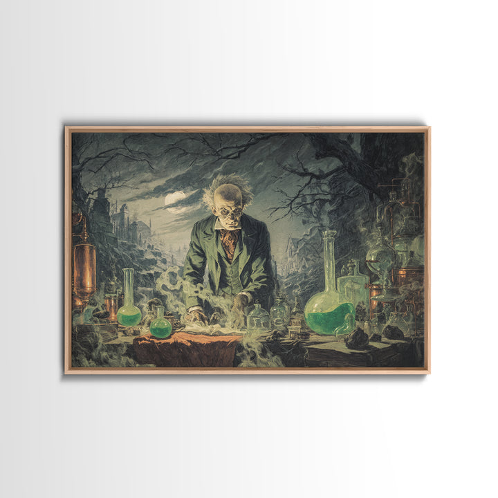The Mad Alchemist, Romantic Gothic Landscape, Landscape Wall Art, Macabre Wall Art, Framed Canvas Print, Halloween Wall Art