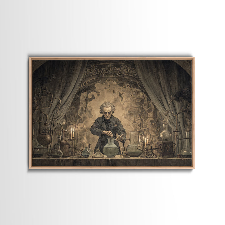 The Mad Alchemist, Expressionist Nightmare Art, Landscape Wall Art, Gothic Horror Wall Art, Canvas Print, Halloween Wall Art