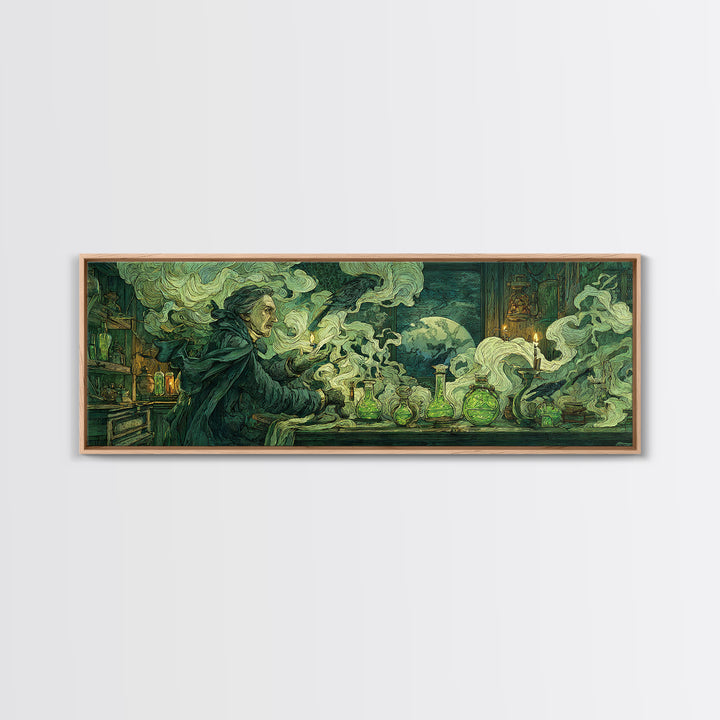 The Mad Alchemist, Expressionist Gothic Art, Extra Wide Wall Art, Macabre Wall Art, Framed Canvas Print, Halloween Wall Art