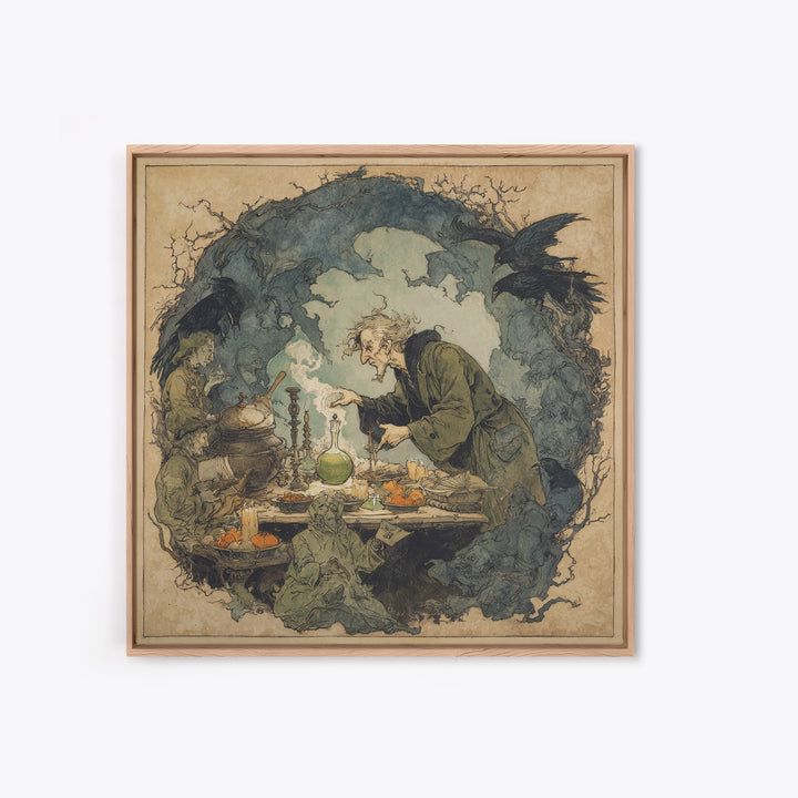 The Mad Alchemist, Gothic Storybook Art, Square Wall Art, Dark Fantasy Wall Art, Framed Canvas Print, Halloween Wall Art