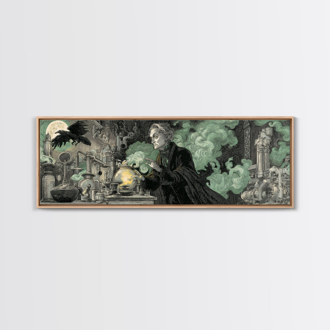 The Mad Alchemist, Victorian Macabre Art, Extra Wide Wall Art, Dark Halloween Decor, Canvas Print, Halloween Wall Art, Gothic Home Decor
