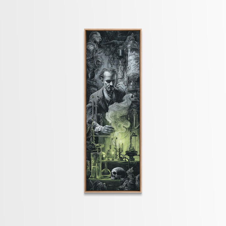 The Mad Alchemist, Biomechanical Horror Art, Tall Narrow Wall Art, Dark Fantasy Wall Art, Framed Canvas Print, Halloween Wall Art