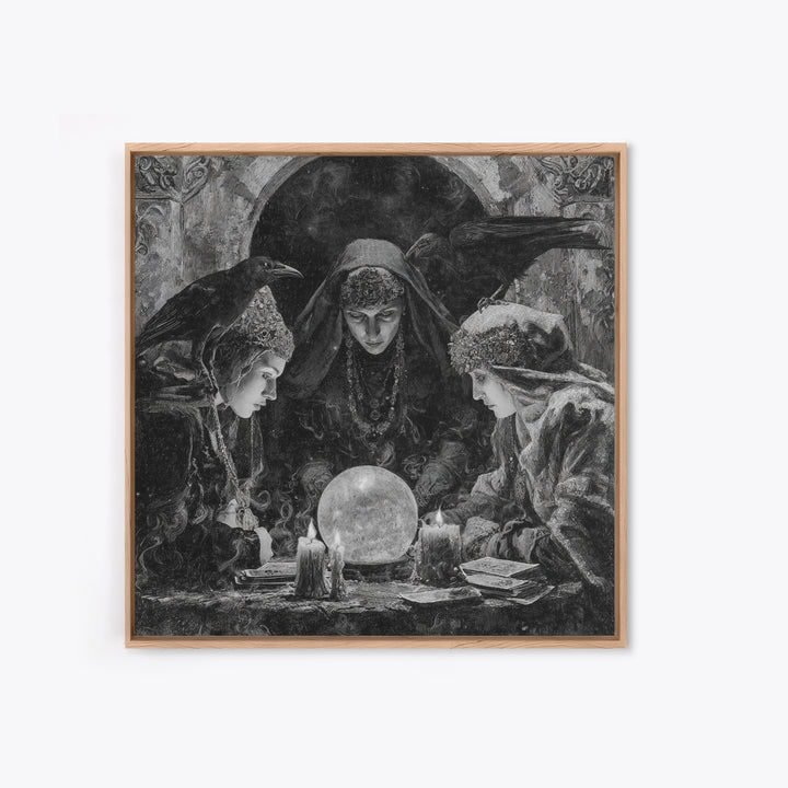 The Midnight Fortune Teller, Dark Romantic Horror Art, Square Wall Art, Macabre Wall Art, Canvas Print, Halloween Wall Art
