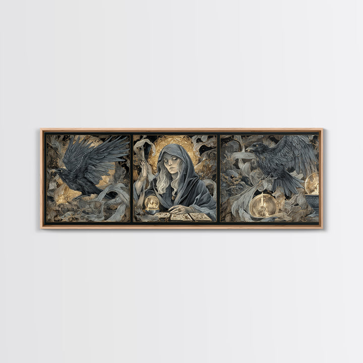The Midnight Fortune Teller, Visionary Gothic Art, Extra Wide Wall Art, Gothic Horror Wall Art, Framed Canvas Print