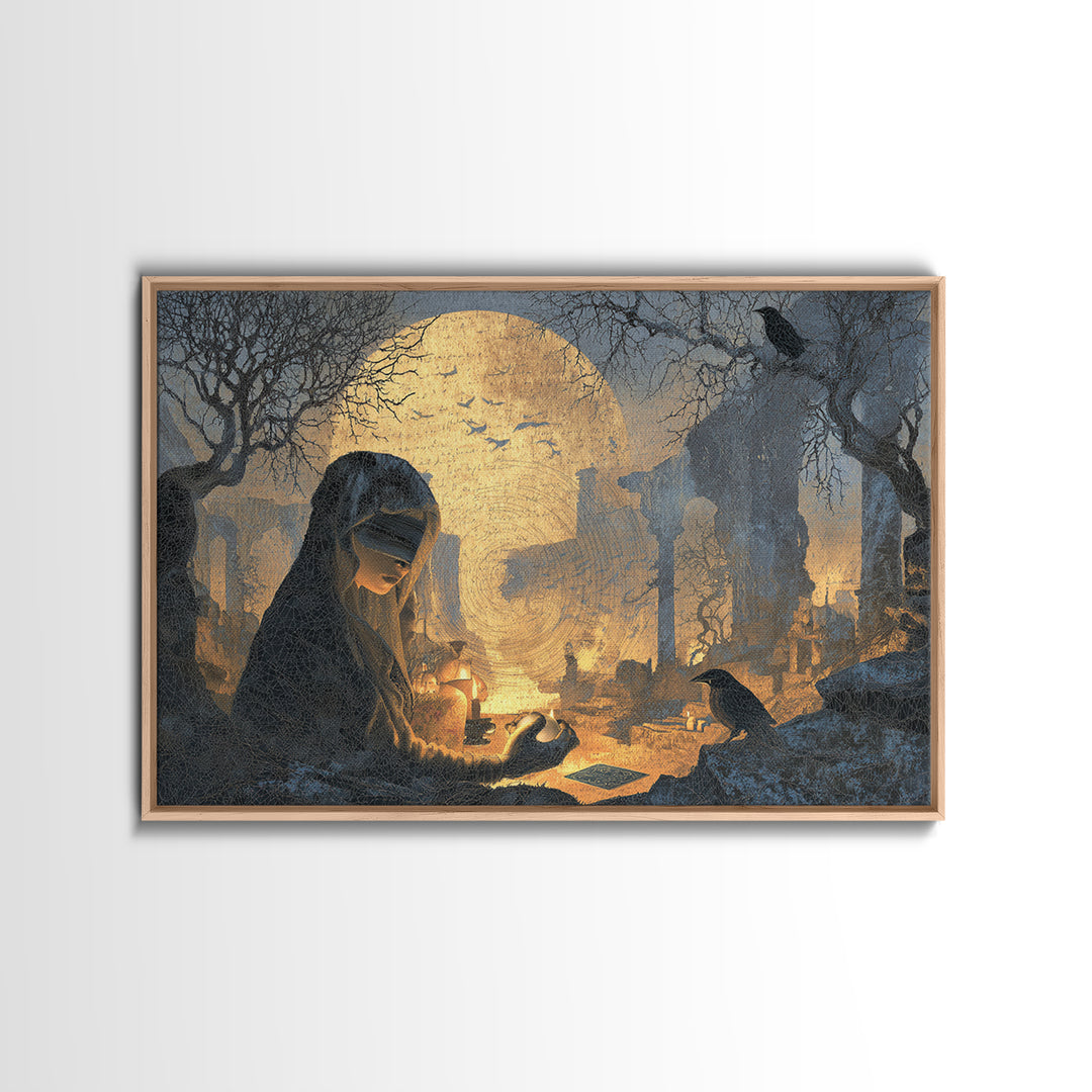 The Midnight Fortune Teller, Romantic Gothic Landscape, Landscape Wall Art, Dark Fantasy Wall Art, Canvas Print